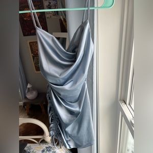 Blue Runched Mini Dress